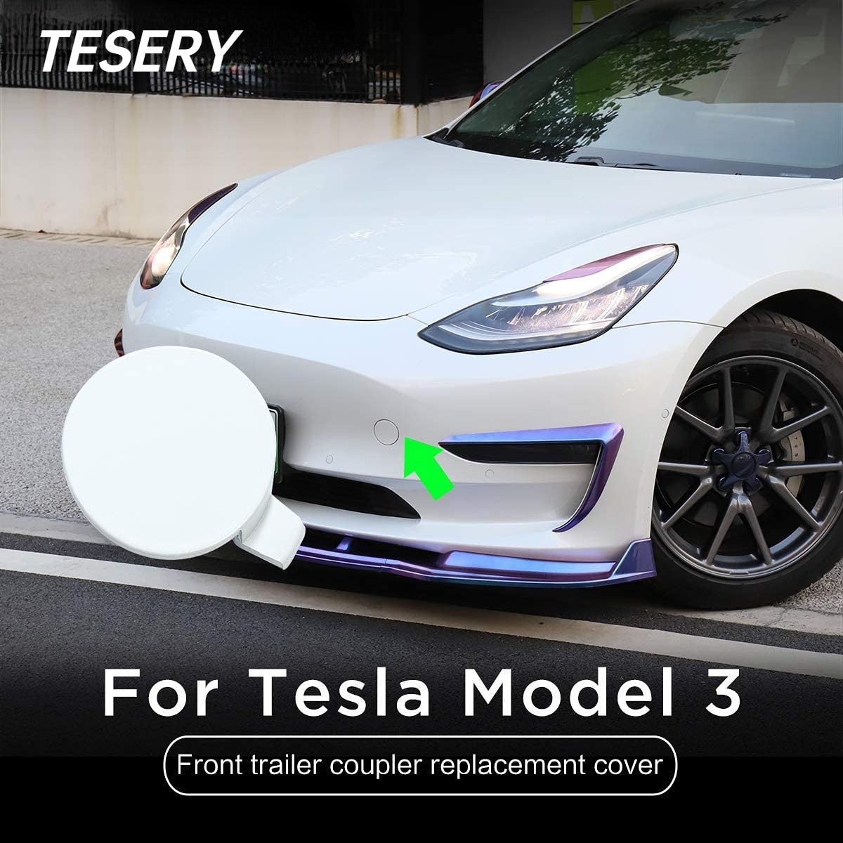 Front Bumper Tow Hole Tow Hitch Cover OEM for Tesla Model 3 Tesery Official Store