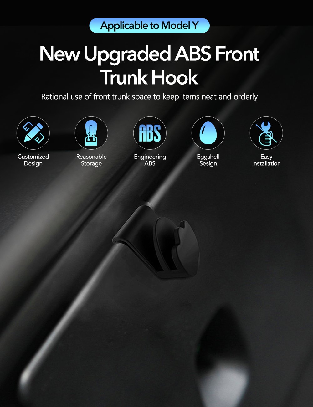 TESERY Model Y Front Trunk Hooks | ABS Storage Organizer 2021-2025 (2-Pack) Tesery Official Store