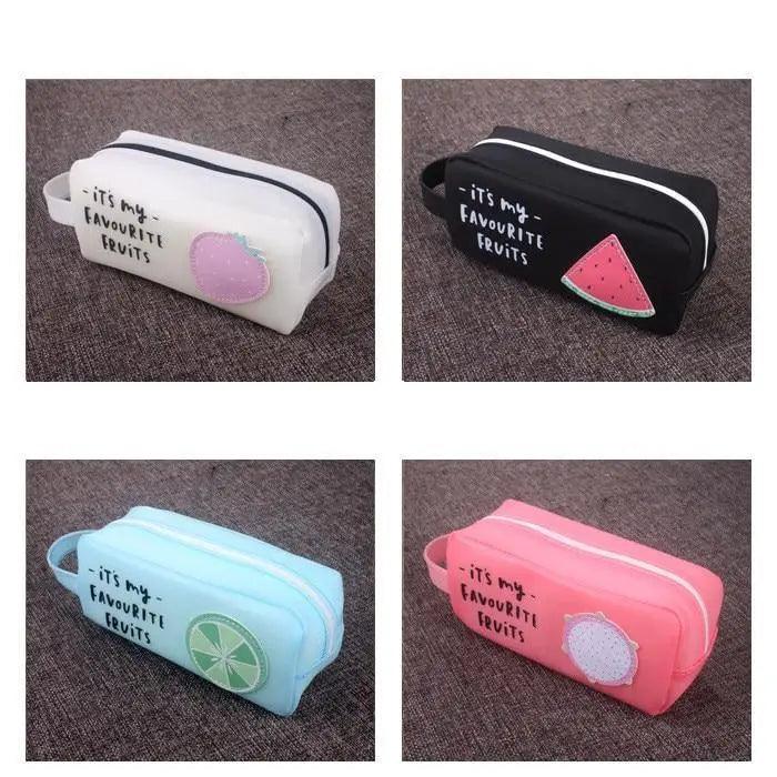 Fruit Pattern Pencil Case Large Capacity Candy Colors Pencil Cases High School College Office Supply Pencil Box Stevvex