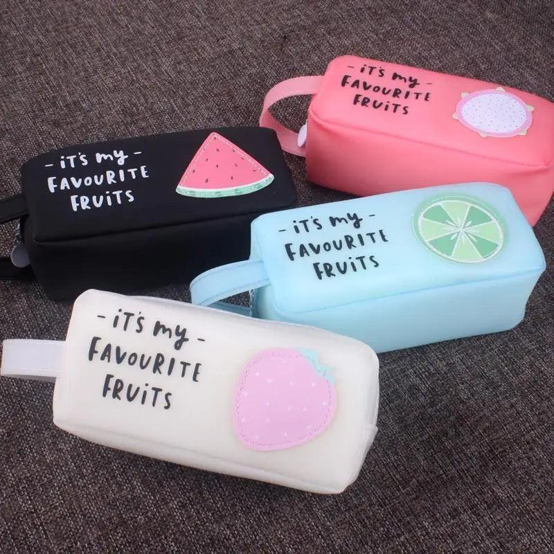 Fruit Pattern Pencil Case Large Capacity Candy Colors Pencil Cases High School College Office Supply Pencil Box Stevvex