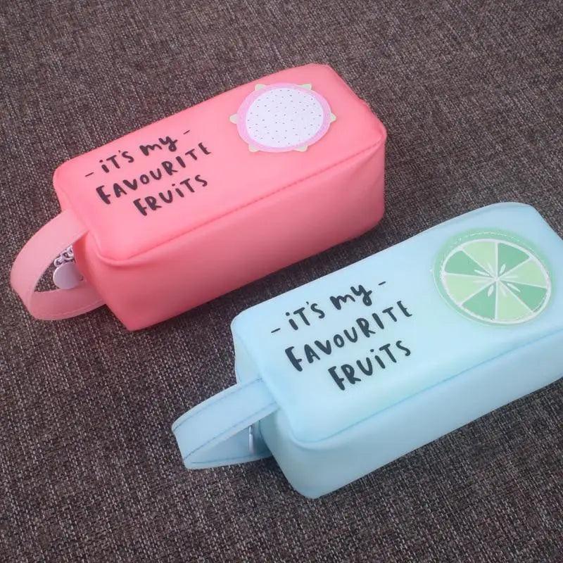 Fruit Pattern Pencil Case Large Capacity Candy Colors Pencil Cases High School College Office Supply Pencil Box Stevvex