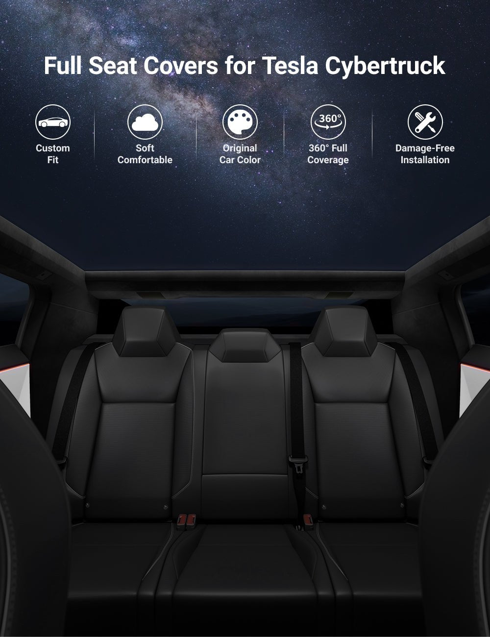 Full Leather Seat Covers for Cybertruck (10 PCS) Tesery Official Store