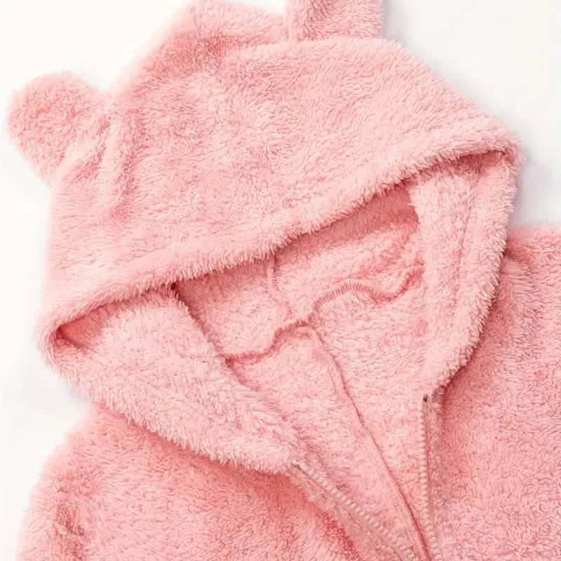 Fuzzy Hooded Pajama Jumpsuit For Music Festival, Long Sleeve Zipper Lingerie & Sleepwear DailySale