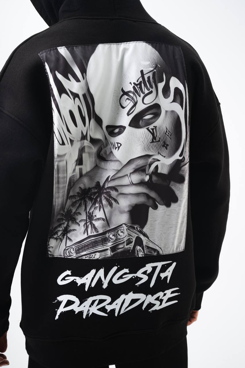 Oversize 'Gangsta Paradise' Graphic Hoodie - Heavyweight Streetwear Hooded Sweatshirt Withinblack