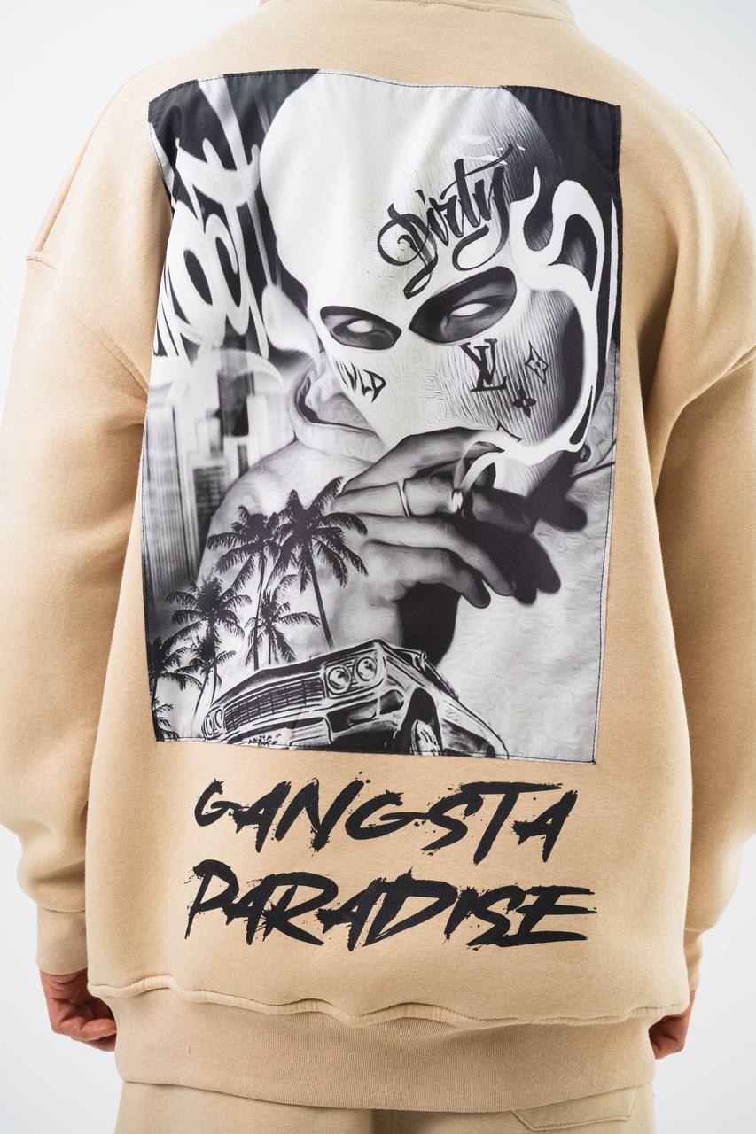 Oversize 'Gangsta Paradise' Graphic Hoodie - Heavyweight Streetwear Hooded Sweatshirt Withinblack