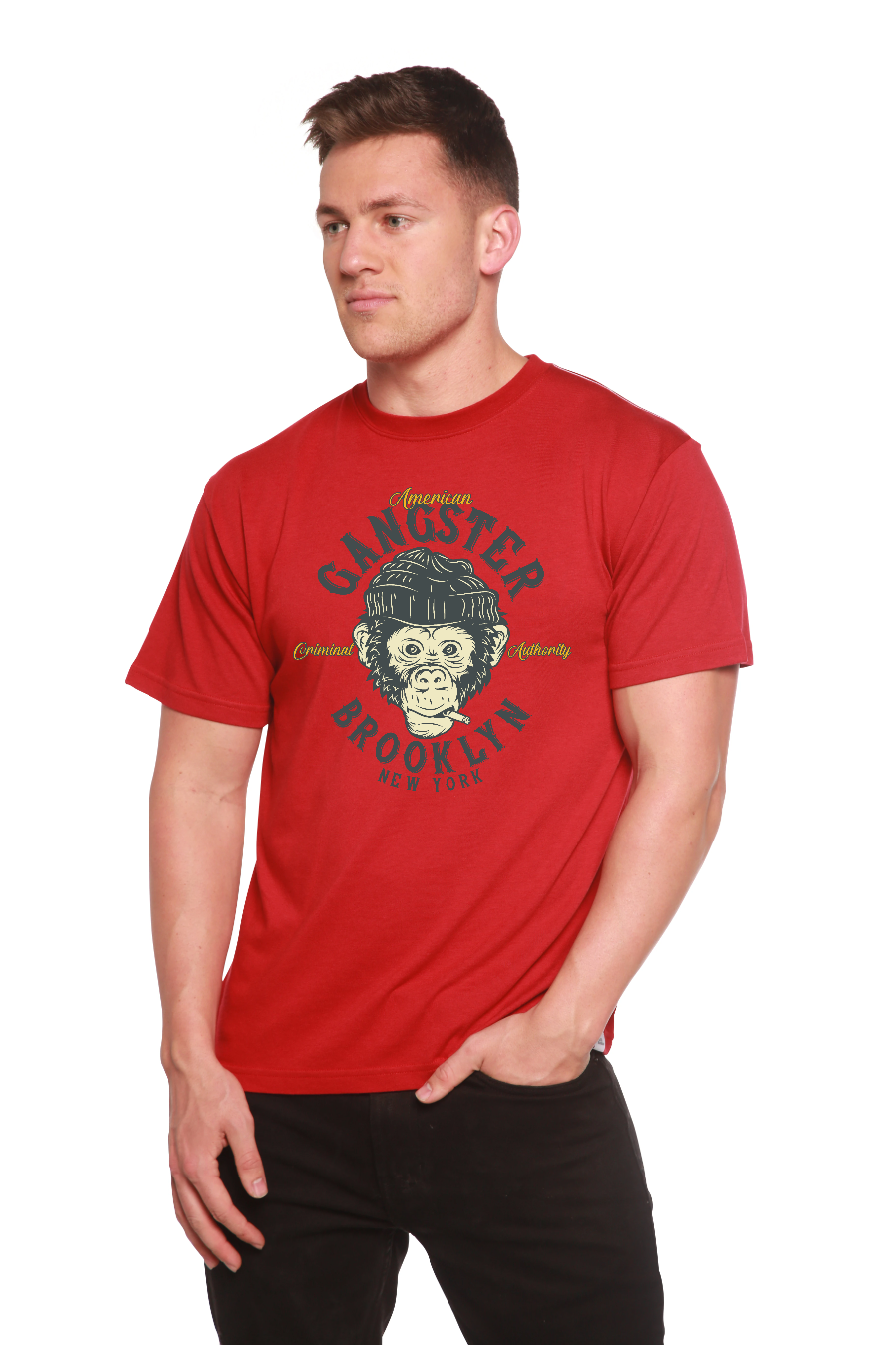 Gangster Brooklyn Men's Bamboo Viscose/Organic Cotton Short Sleeve Graphic T-Shirt Spun Bamboo