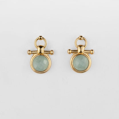 Adele -Aqua Chalcedony Horse Bit Equestrian Earring in Gold Urban-Equestrian