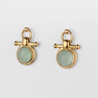 Adele -Aqua Chalcedony Horse Bit Equestrian Earring in Gold Urban-Equestrian