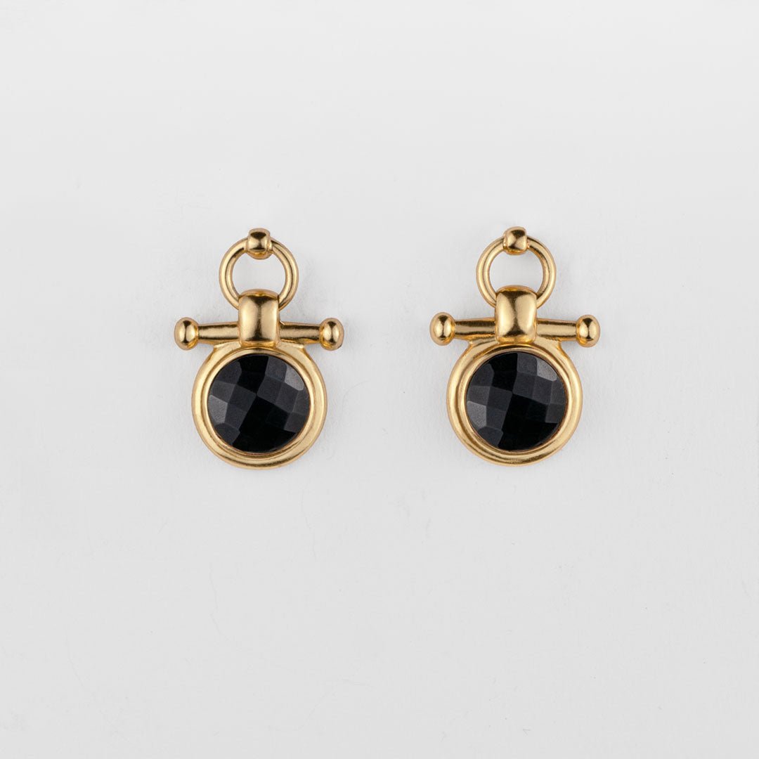 Adele - Black Onyx Horse Bit Equestrian Earring in Gold Urban-Equestrian