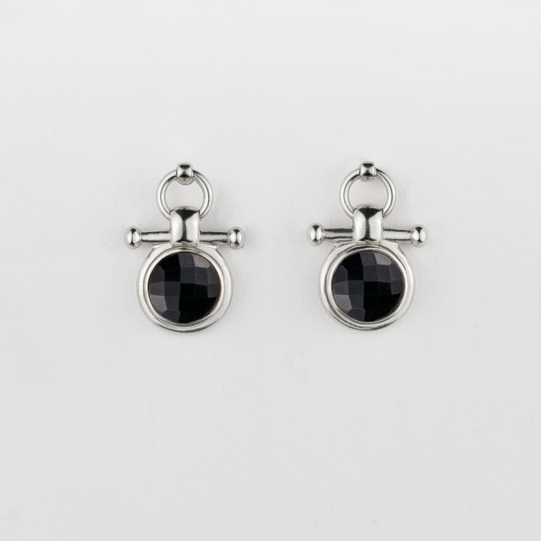 Adele - Black Onyx Horse Bit Equestrian Earring in Silver Urban-Equestrian
