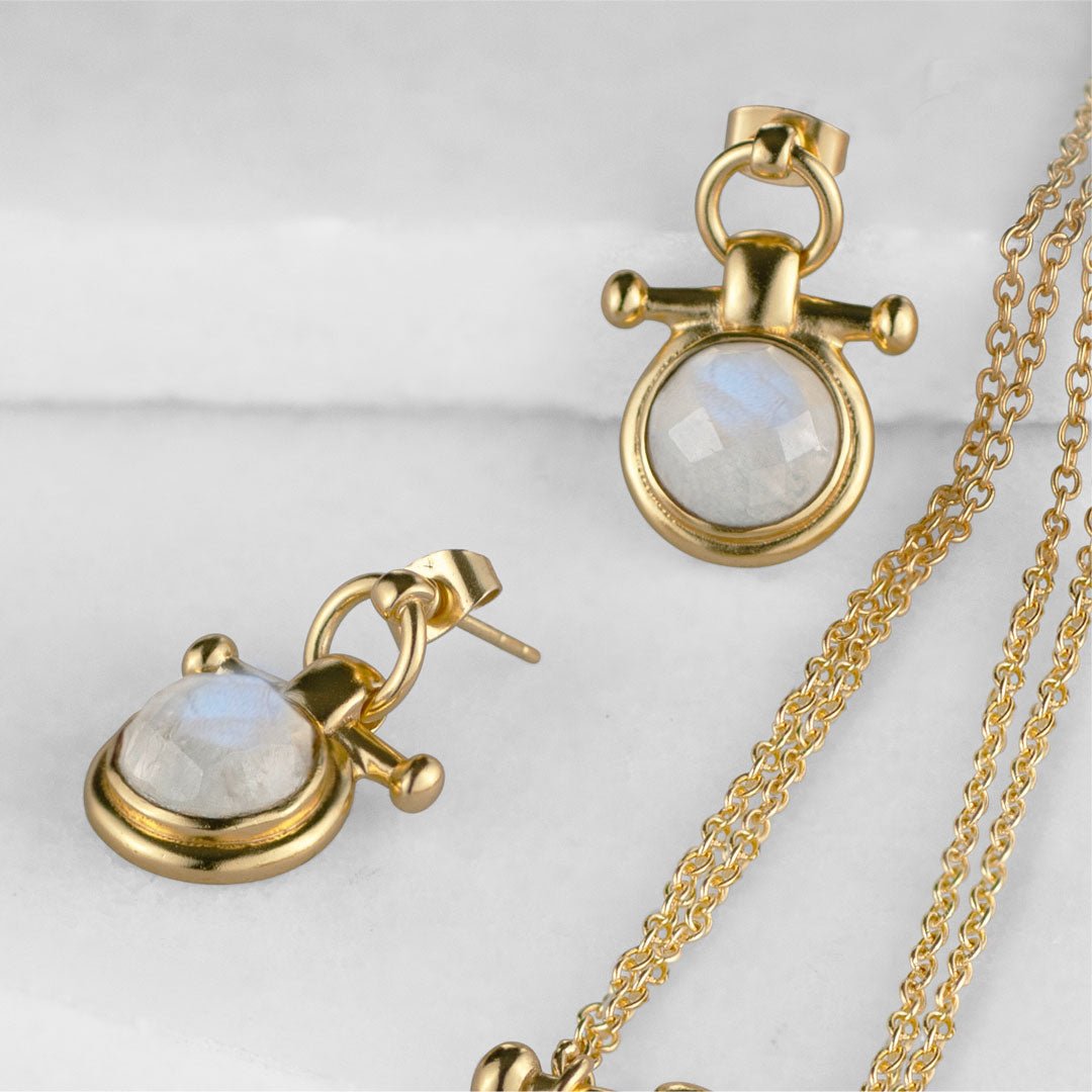 Adele - Moonstone  Horse Bit Equestrian Earring in Gold Urban-Equestrian