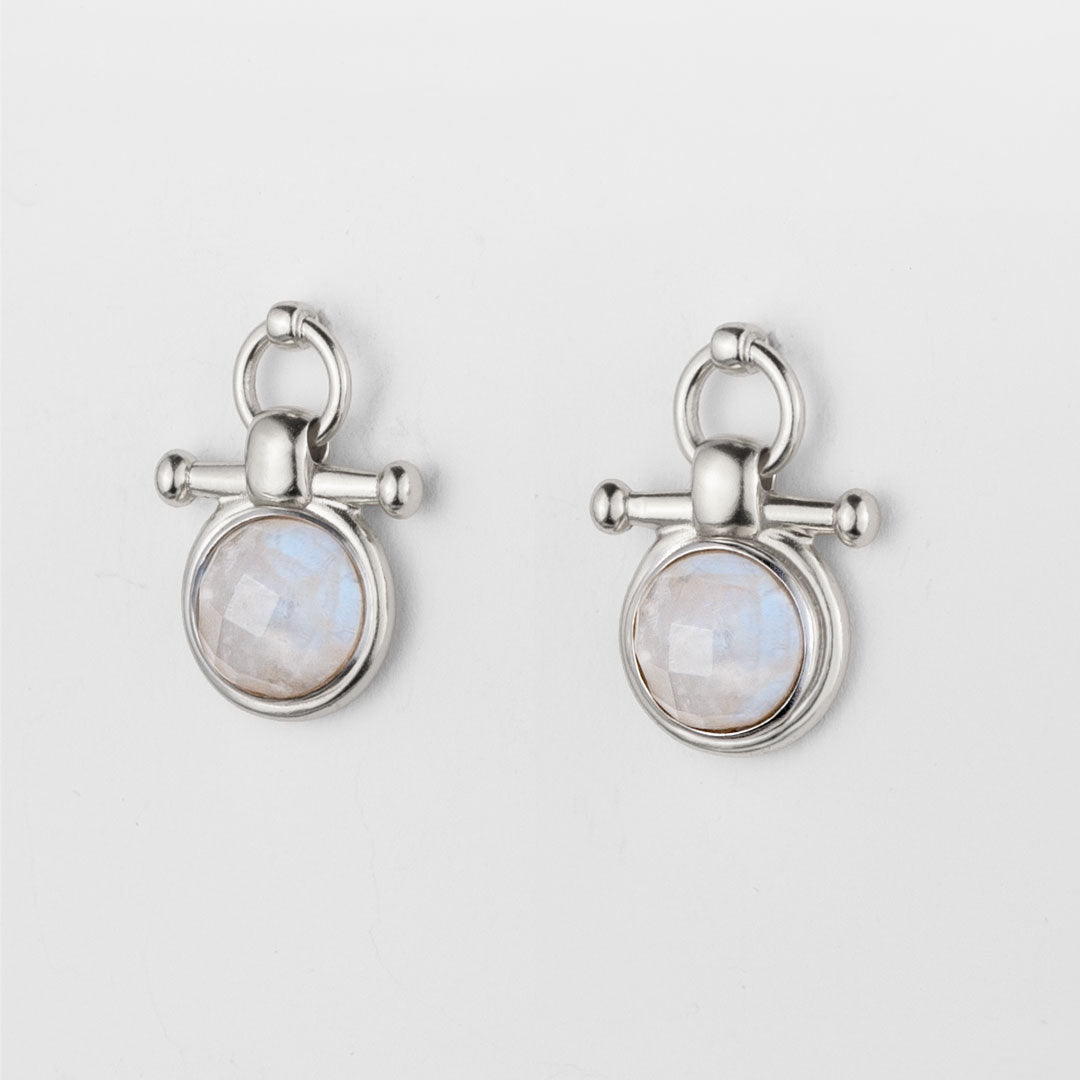 Adele - Moonstone Horse Bit Equestrian Earring in Silver Urban-Equestrian