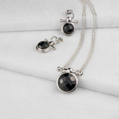 Adele - Black Onyx Equestrian Horse Bit Necklace in Silver Urban-Equestrian