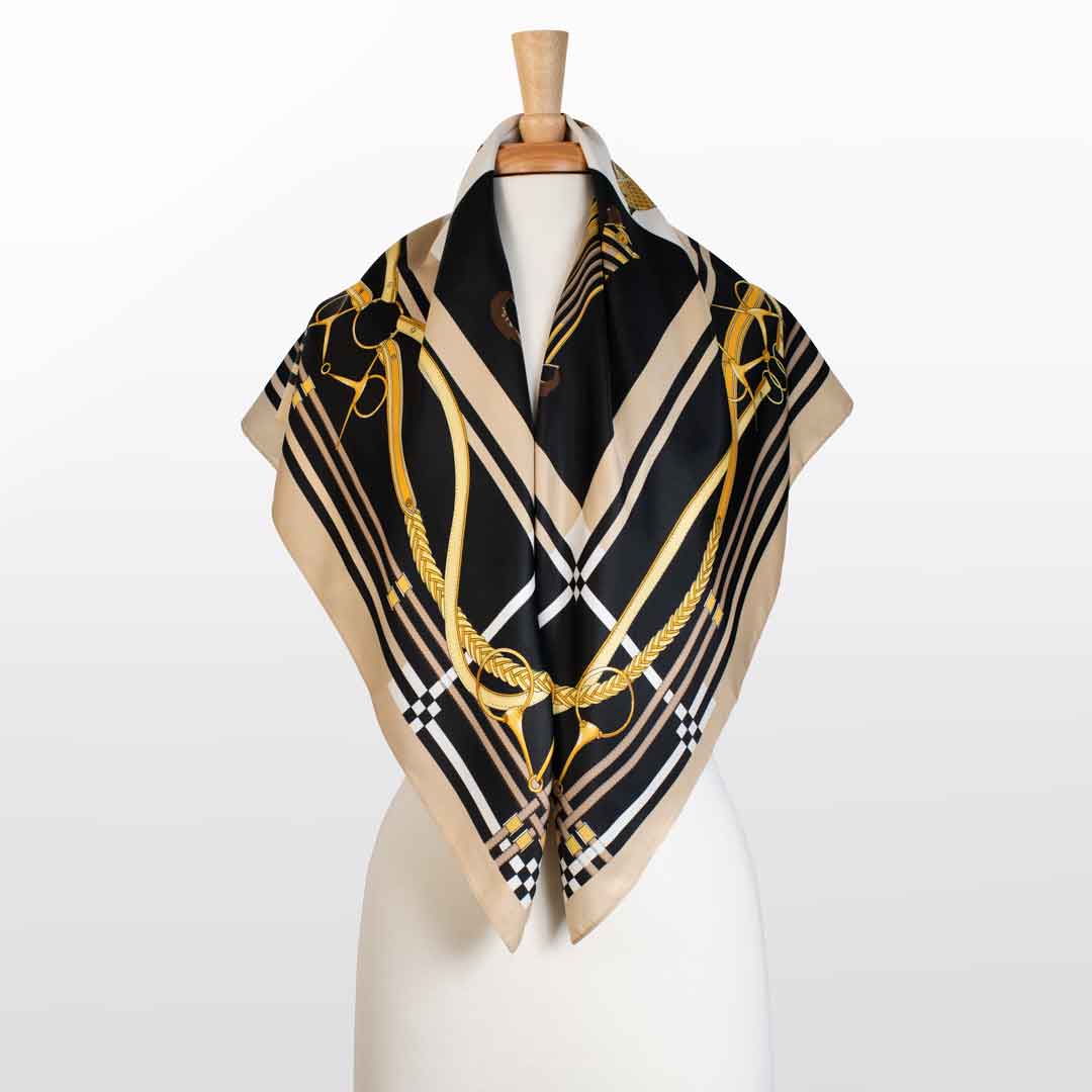 Genevieve - Stylized Equestrian Scarf in Honey and Black Urban-Equestrian