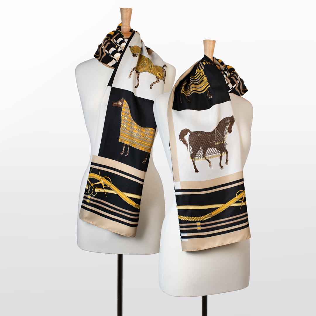 Genevieve - Stylized Equestrian Scarf in Honey and Black Urban-Equestrian