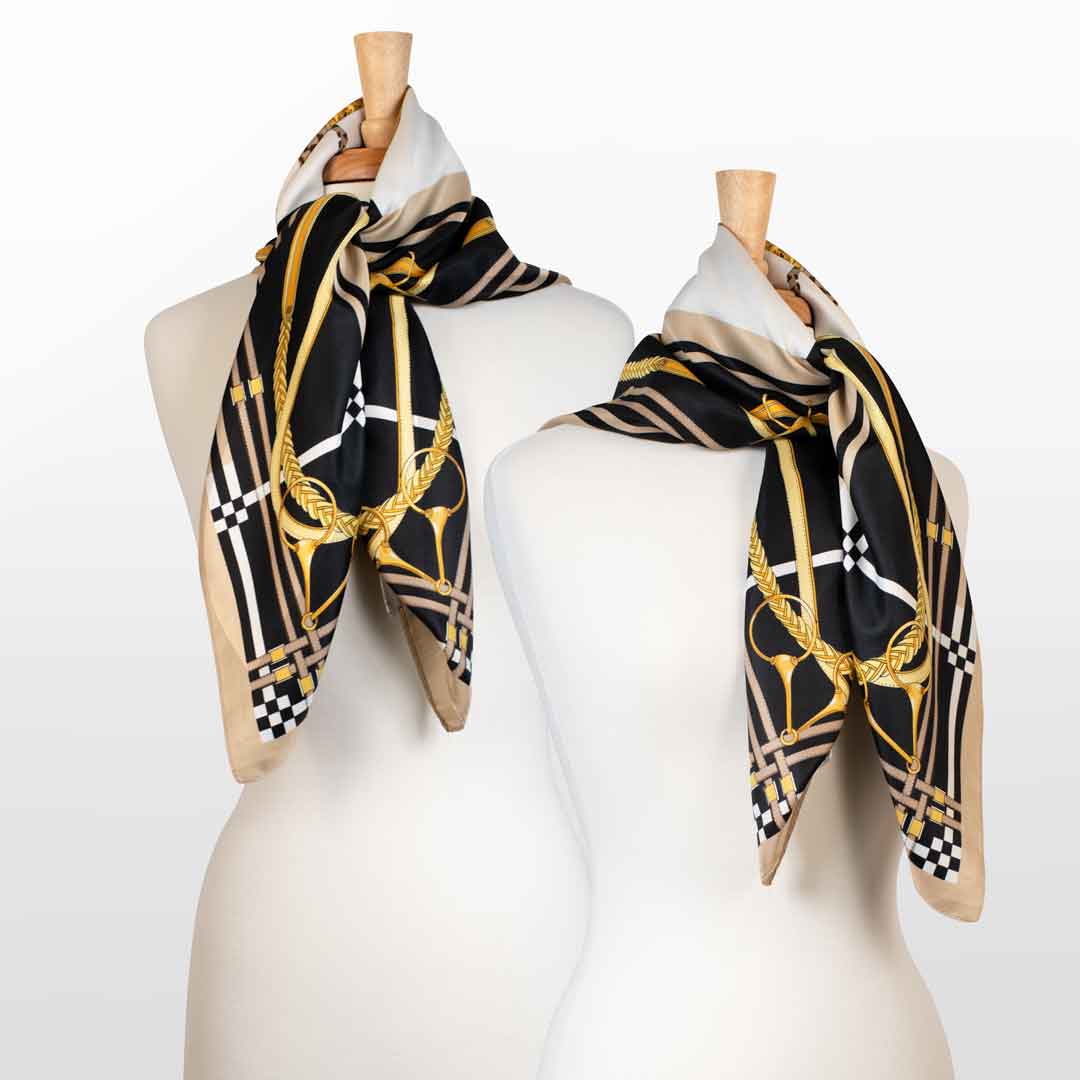 Genevieve - Stylized Equestrian Scarf in Honey and Black Urban-Equestrian