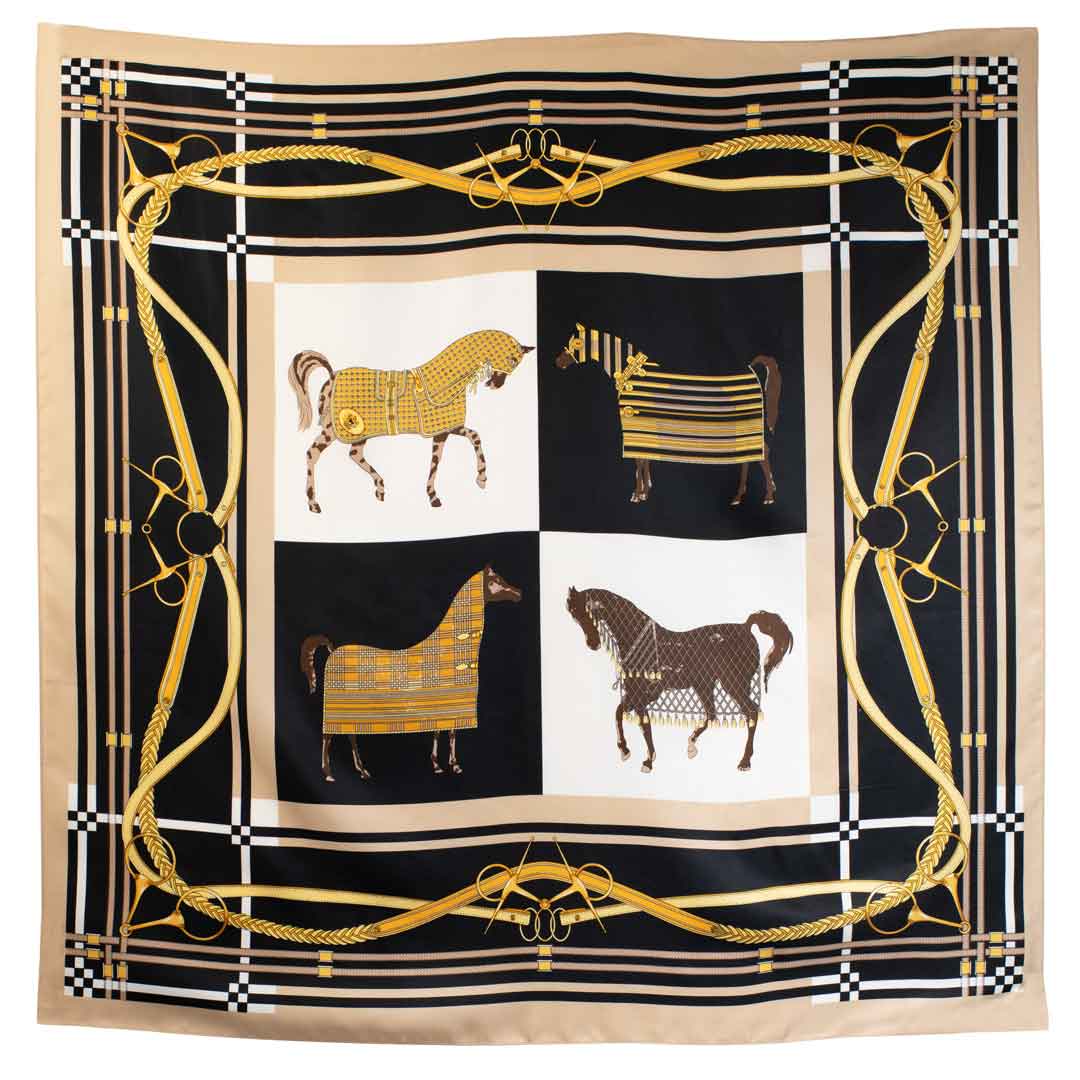 Genevieve - Stylized Equestrian Scarf in Honey and Black Urban-Equestrian