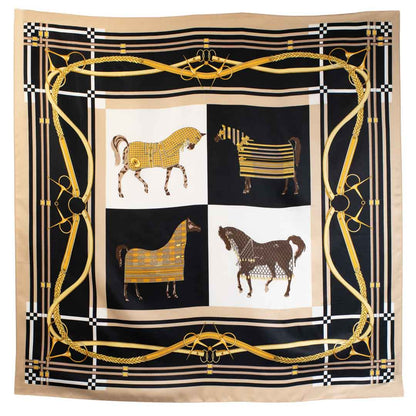 Genevieve - Stylized Equestrian Scarf in Honey and Black Urban-Equestrian