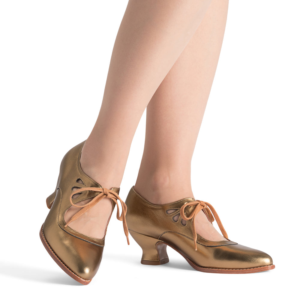 Gibson Edwardian Leather Shoes (Antique Gold) American Duchess