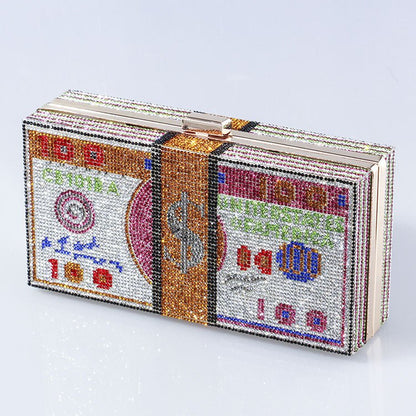‌Glamorous Fully Bedazzled Dollar Motif Evening Bag Party Clutch (MAC293) Mariam's Collection