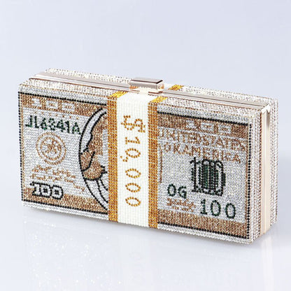 ‌Glamorous Fully Bedazzled Dollar Motif Evening Bag Party Clutch (MAC293) Mariam's Collection