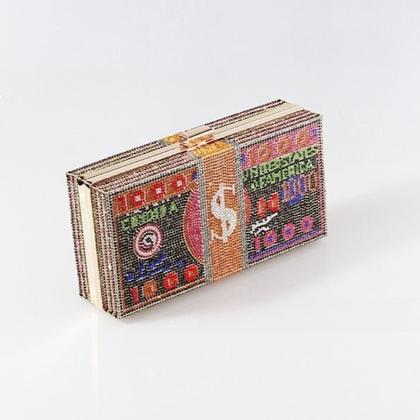 ‌Glamorous Fully Bedazzled Dollar Motif Evening Bag Party Clutch (MAC293) Mariam's Collection