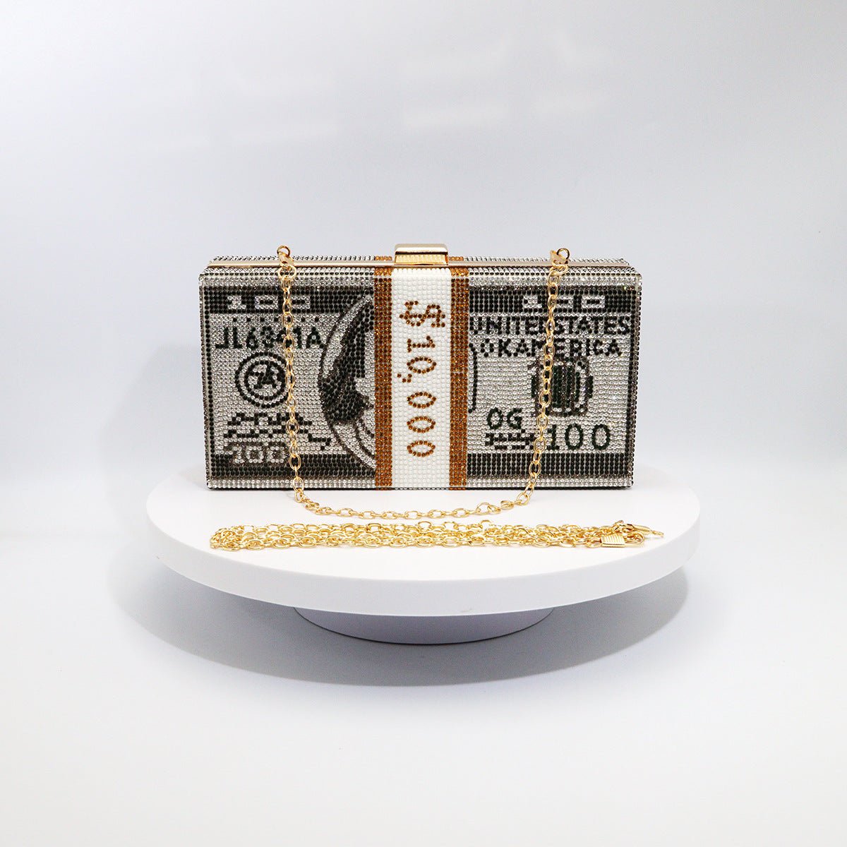 ‌Glamorous Fully Bedazzled Dollar Motif Evening Bag Party Clutch (MAC293) Mariam's Collection