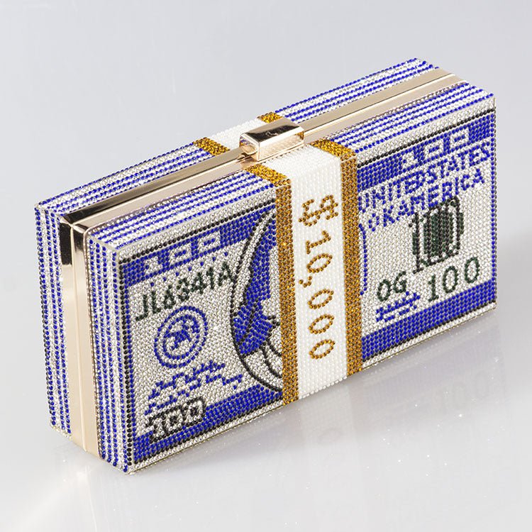 ‌Glamorous Fully Bedazzled Dollar Motif Evening Bag Party Clutch (MAC293) Mariam's Collection