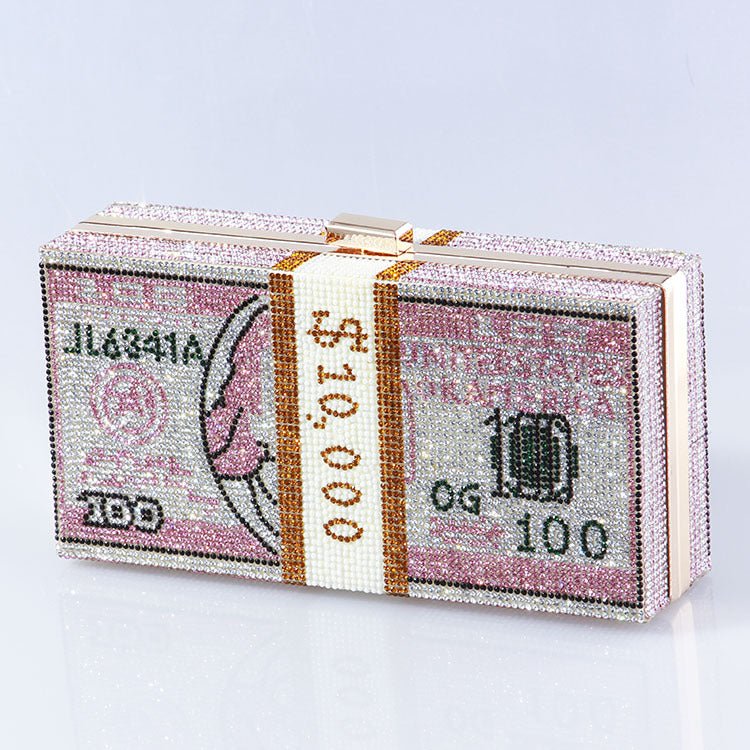 ‌Glamorous Fully Bedazzled Dollar Motif Evening Bag Party Clutch (MAC293) Mariam's Collection