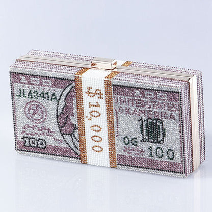 ‌Glamorous Fully Bedazzled Dollar Motif Evening Bag Party Clutch (MAC293) Mariam's Collection
