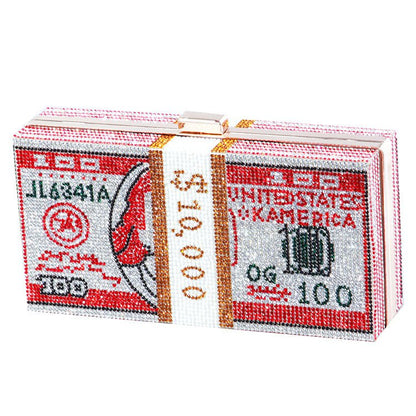‌Glamorous Fully Bedazzled Dollar Motif Evening Bag Party Clutch (MAC293) Mariam's Collection