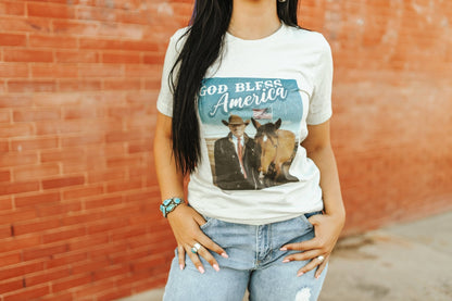 God Bless America Cowboy Trump Graphic Tee Wild Junkie