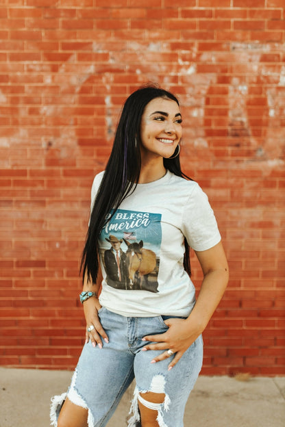 God Bless America Cowboy Trump Graphic Tee Wild Junkie