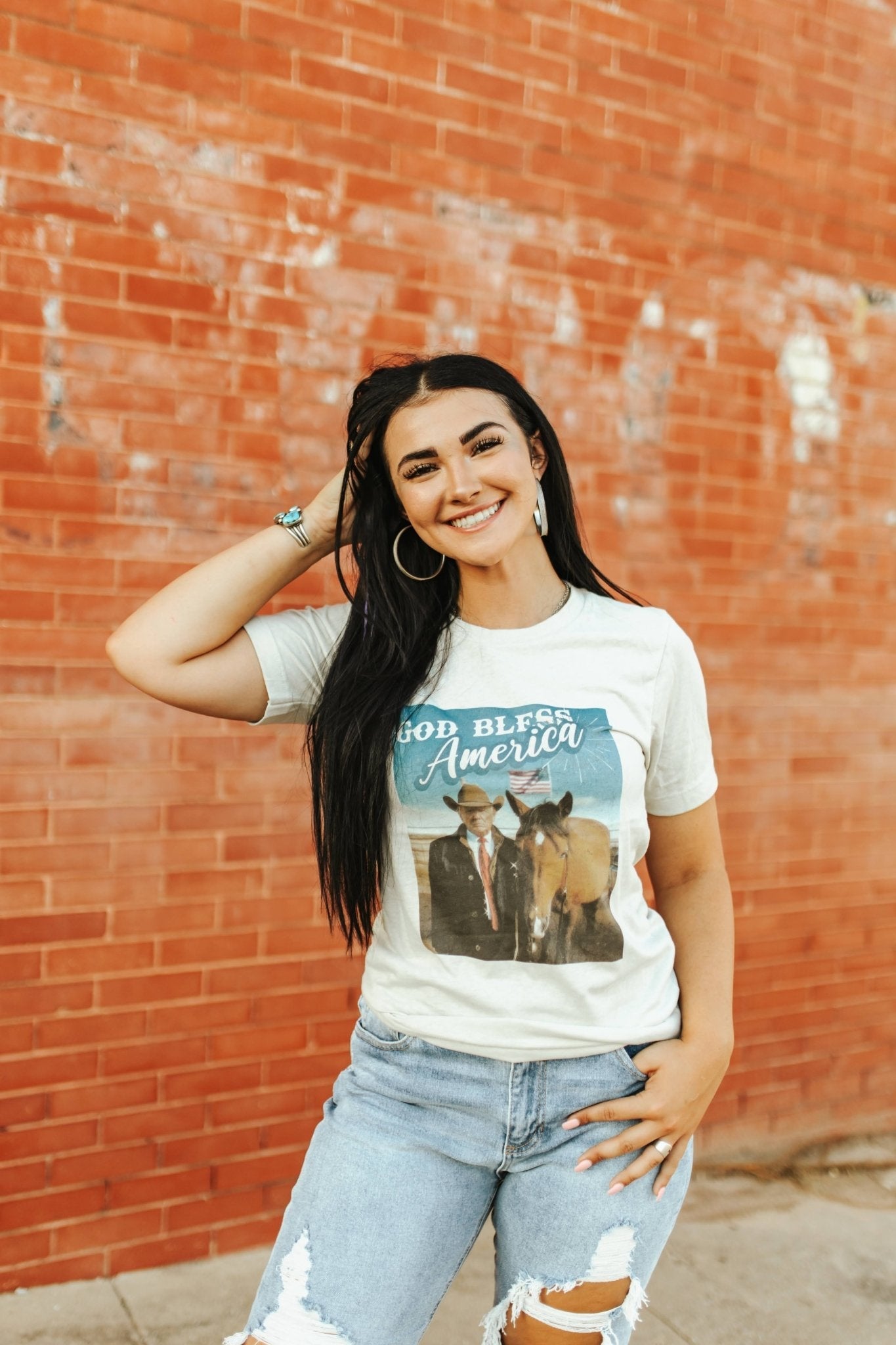 God Bless America Cowboy Trump Graphic Tee Wild Junkie