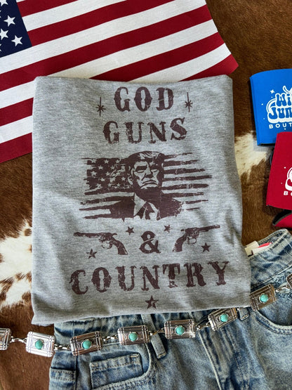 God, Guns and Country Trump Graphic Tee Wild Junkie