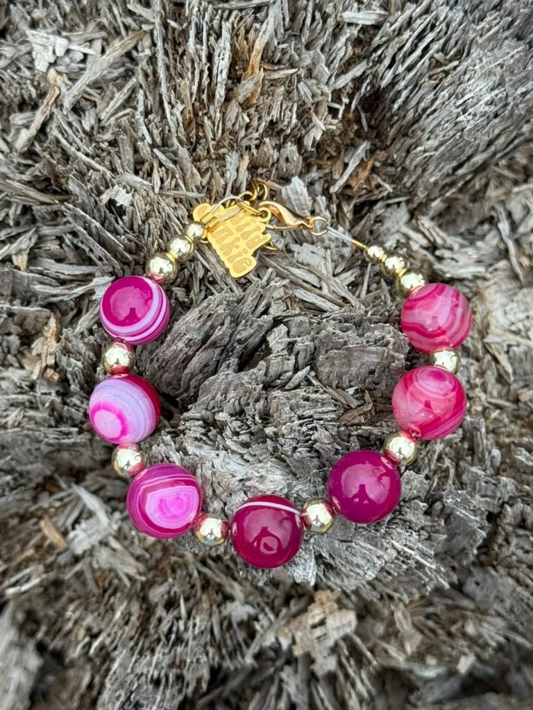 Gold Wild Rose Agate Beaded Bracelet Wild Junkie