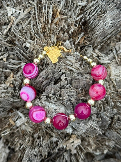 Gold Wild Rose Agate Beaded Bracelet Wild Junkie