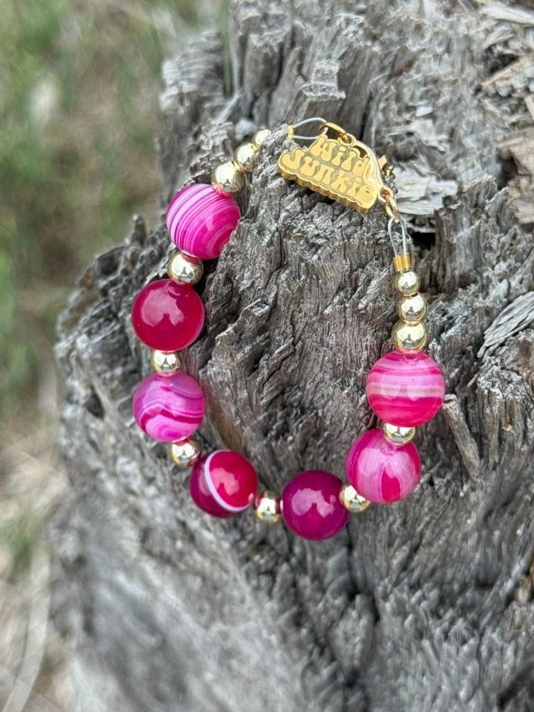 Gold Wild Rose Agate Beaded Bracelet Wild Junkie
