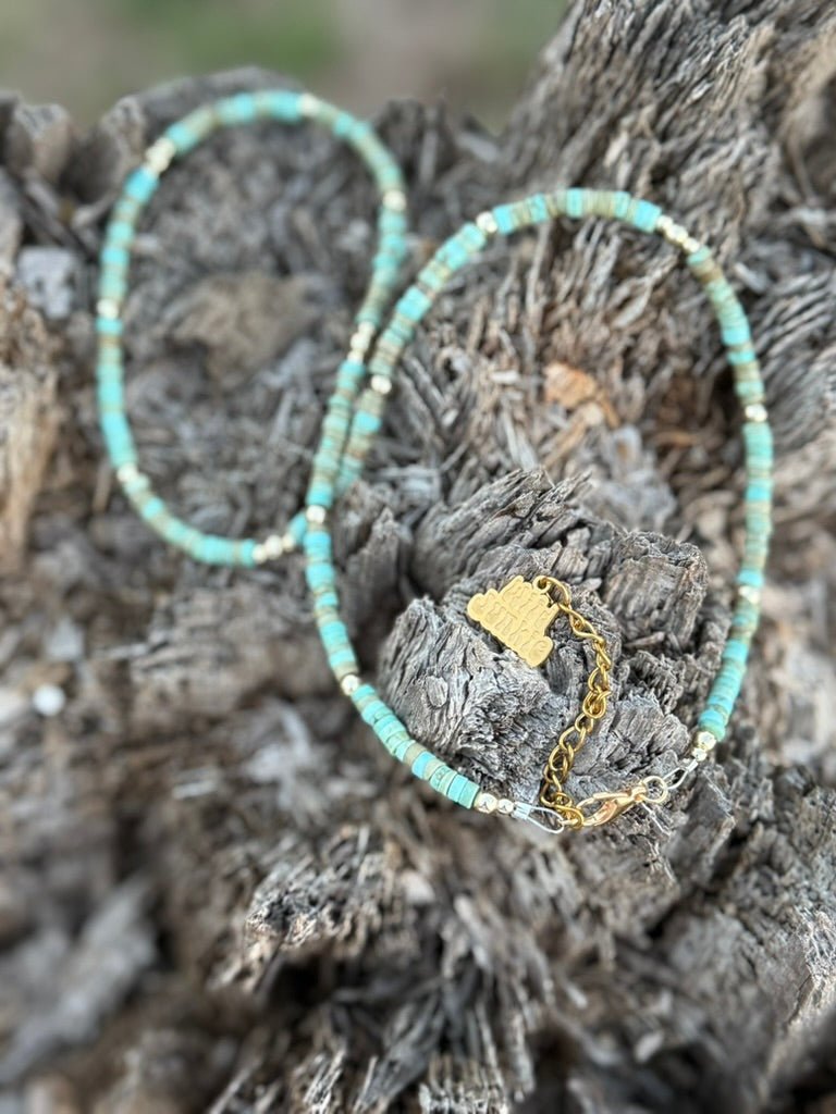 Golden Turquoise Trail Heishi Beaded Necklace Wild Junkie
