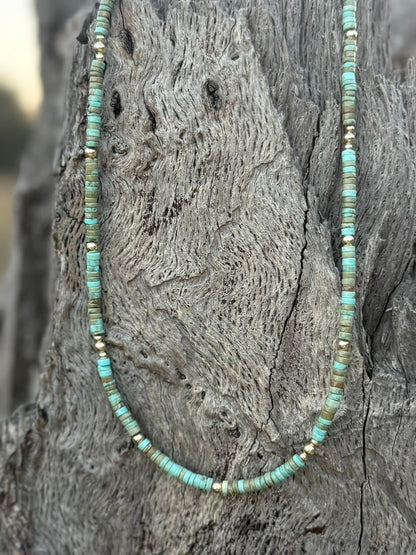 Golden Turquoise Trail Heishi Beaded Necklace Wild Junkie