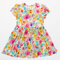 Golden Blooms - Girls Short Sleeve Bamboo Twirl Dress Charlies Project Kids
