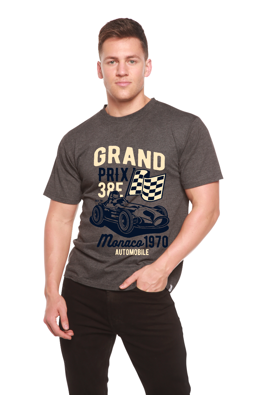Grand Prix Men's Bamboo Viscose/Organic Cotton Short Sleeve Graphic T-Shirt Spun Bamboo