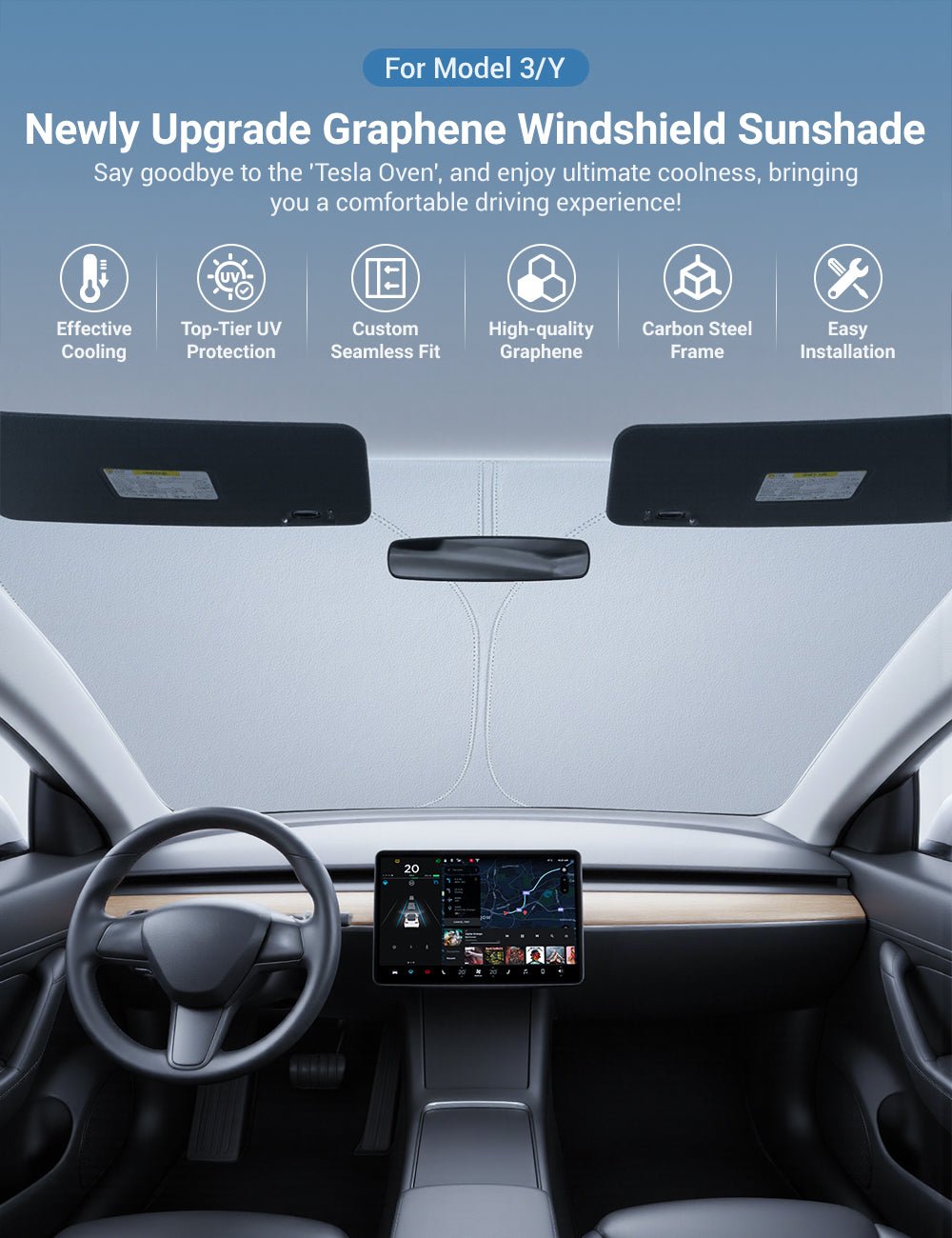 Graphene Front Windshield Sunshade for Model 3 Highland / Model Y Juniper Tesery Official Store