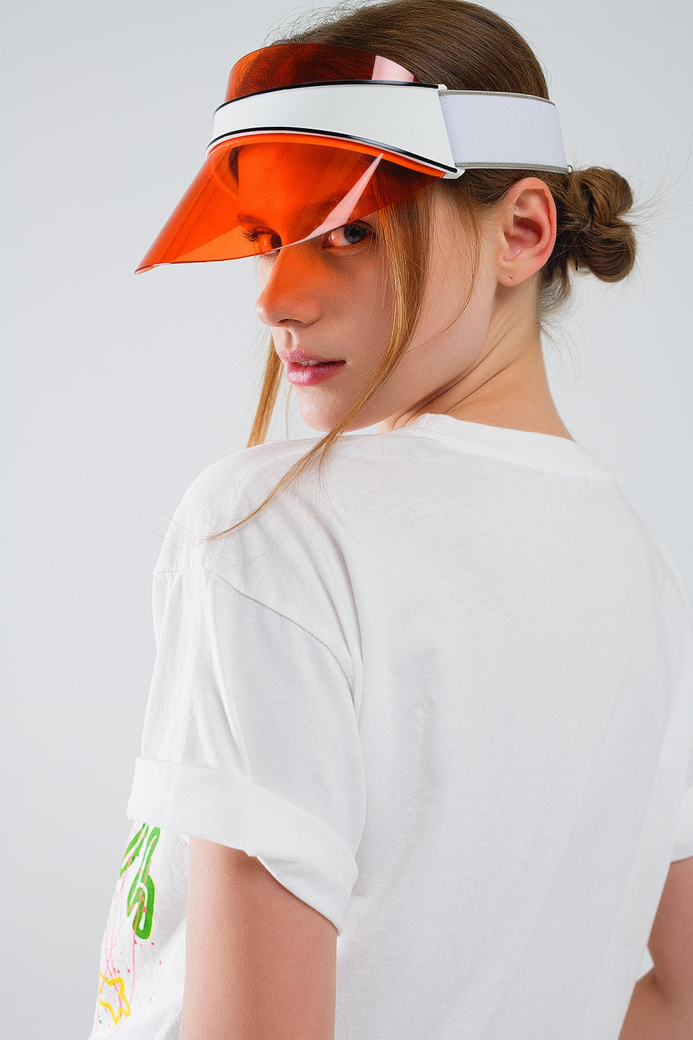 Graphic Smile with me Text T-Shirt in White Q2store