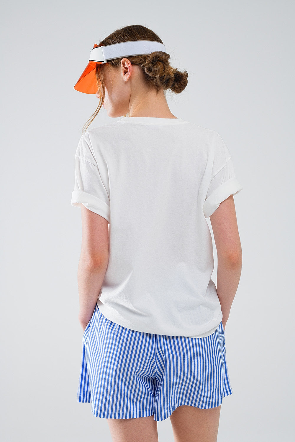 Graphic Smile with me Text T-Shirt in White Q2store