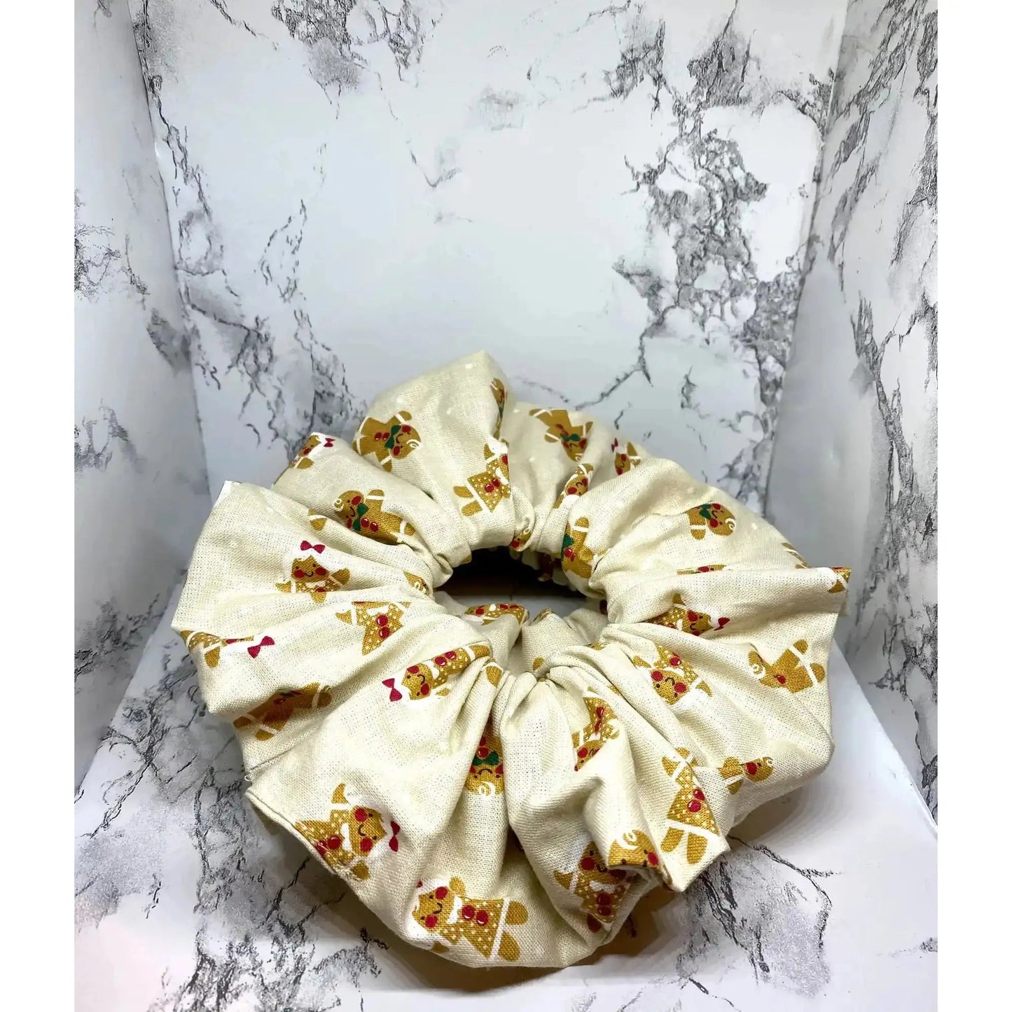 Beige Gingerbread Christmas Scrunchie Enchanted Scrunch