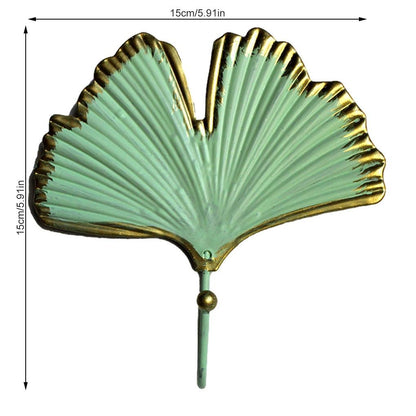 Green Gold Single Leaf Hanging Coat Hook Mini Wall Key Hook Home Decoration Modern Home Hanger Leaf Shape Coat Hooks Wall Mounted Hooks Stevvex