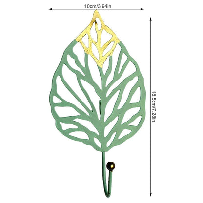 Green Gold Single Leaf Hanging Coat Hook Mini Wall Key Hook Home Decoration Modern Home Hanger Leaf Shape Coat Hooks Wall Mounted Hooks Stevvex