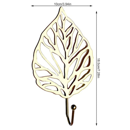 Green Gold Single Leaf Hanging Coat Hook Mini Wall Key Hook Home Decoration Modern Home Hanger Leaf Shape Coat Hooks Wall Mounted Hooks Stevvex