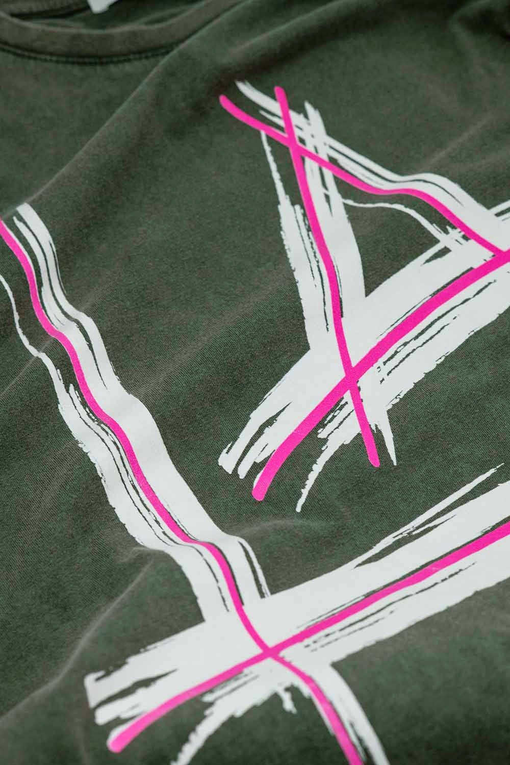 Grey oversize t-shirt Prints LA Los Angeles in pink and white Q2store